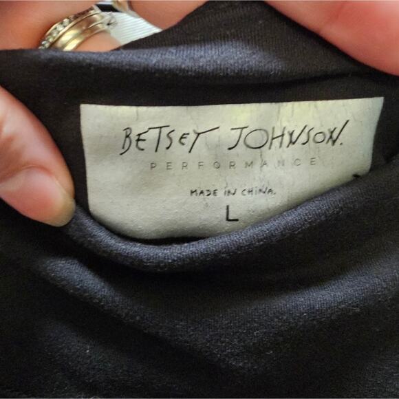 Betsey Johnson Performance cropped mesh strappy black leggings L - Picture 2 of 7